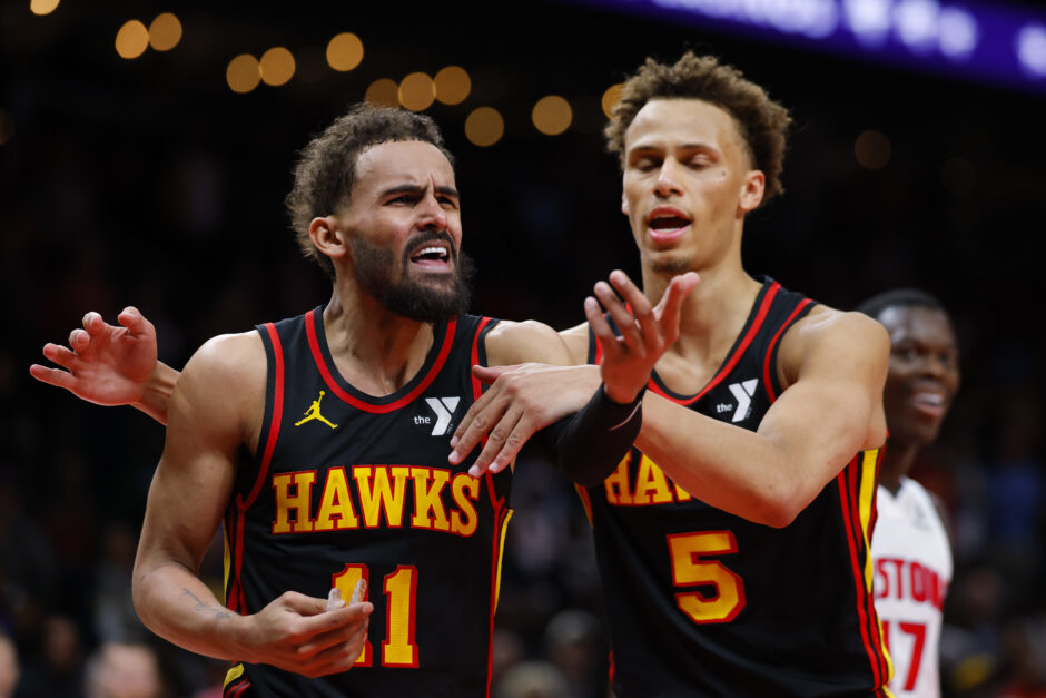 Atlanta Hawks guards Dyson Daniels and Trae Young
