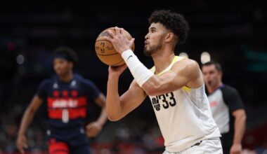 Johnny Juzang #33 of the Utah Jazz