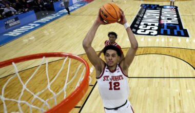 RJ Luis Jr. #12 of the St. John's Red Storm