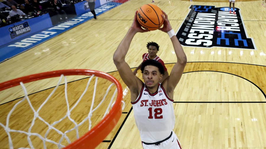 RJ Luis Jr. #12 of the St. John's Red Storm