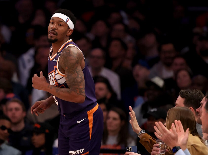 Bradley Beal playing for the Phoenix Suns against the New York Knicks at Madison Square Garden.