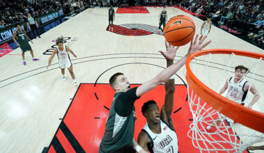 Bogoljub Markovic at the Nike Hoop Summit ahead of the 2025 NBA Draft is a prospect to watch for th...