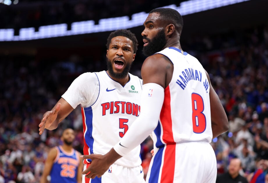 Detroit Pistons guards Malik Beasley and Tim Hardaway Jr.