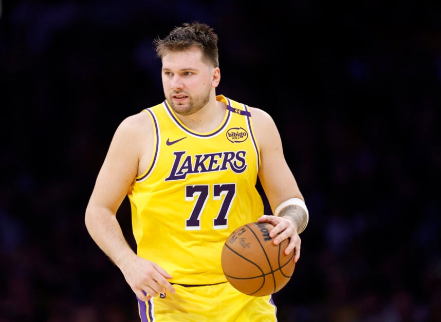 Superstar guard Luka Doncic playing for the Los Angeles Lakers.