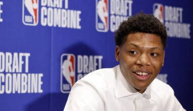 Ace Bailey answers questions during the NBA Combine