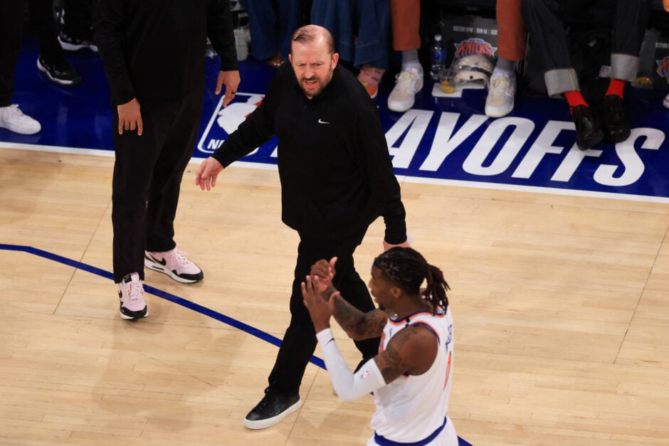 Tom Thibodeau coaching the New York Knicks against the Indiana Pacers.