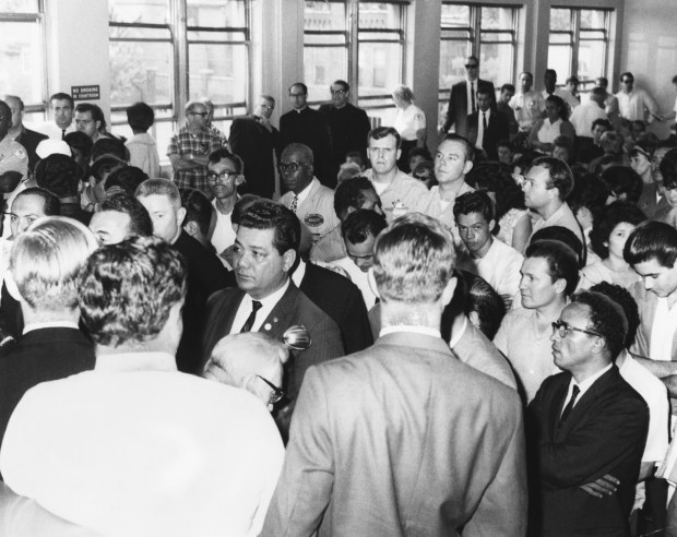 A crowd gathers at the North Side boys court at...