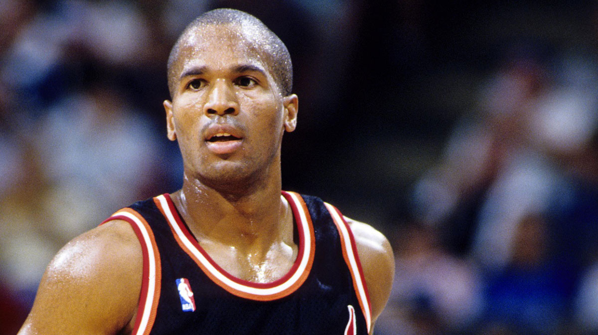 Miami Heat guard (3) Khalid Reeves in action against the Orlando Magic during the 1995 season at the Orlando Arena. 
