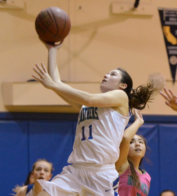 Kayden Korst of San Domenico makes a lay up during...