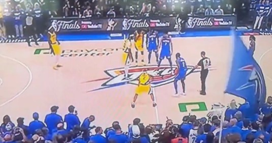 The trophy and Finals logo were also missing from the TV broadcast