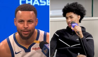 Stephen Curry, meneur des Warriors, et Dylan Harper