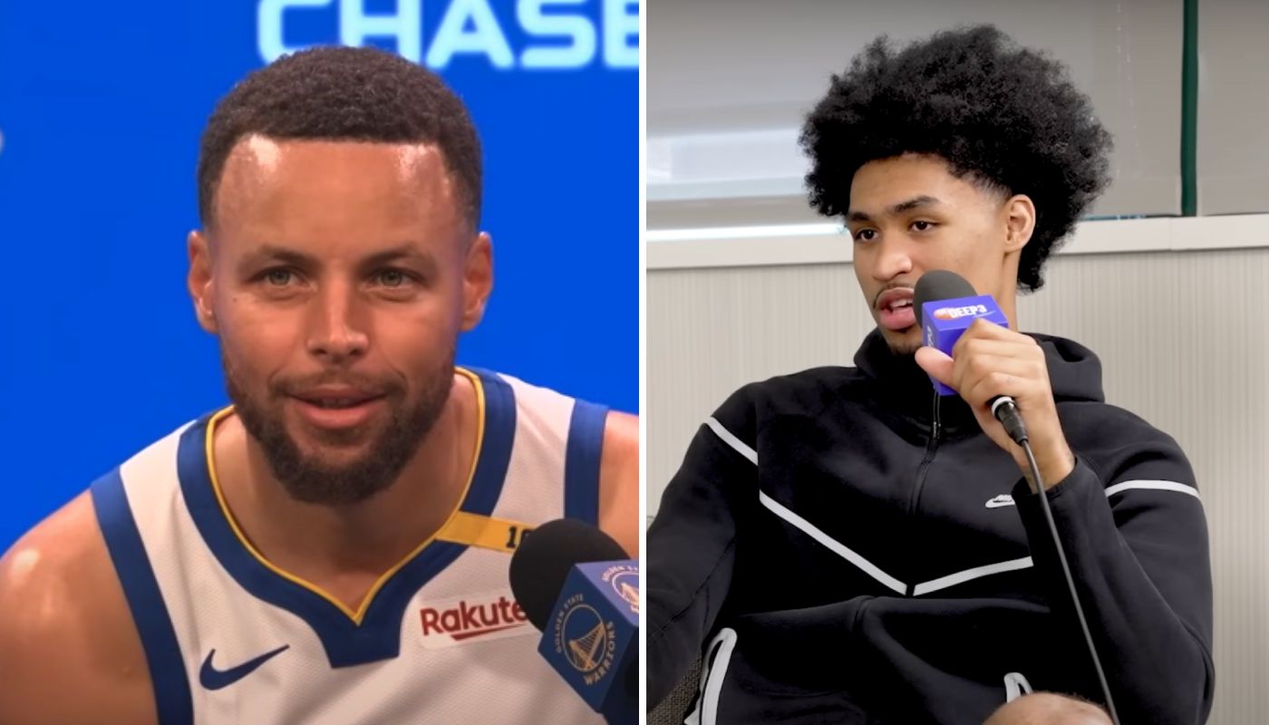 Stephen Curry, meneur des Warriors, et Dylan Harper