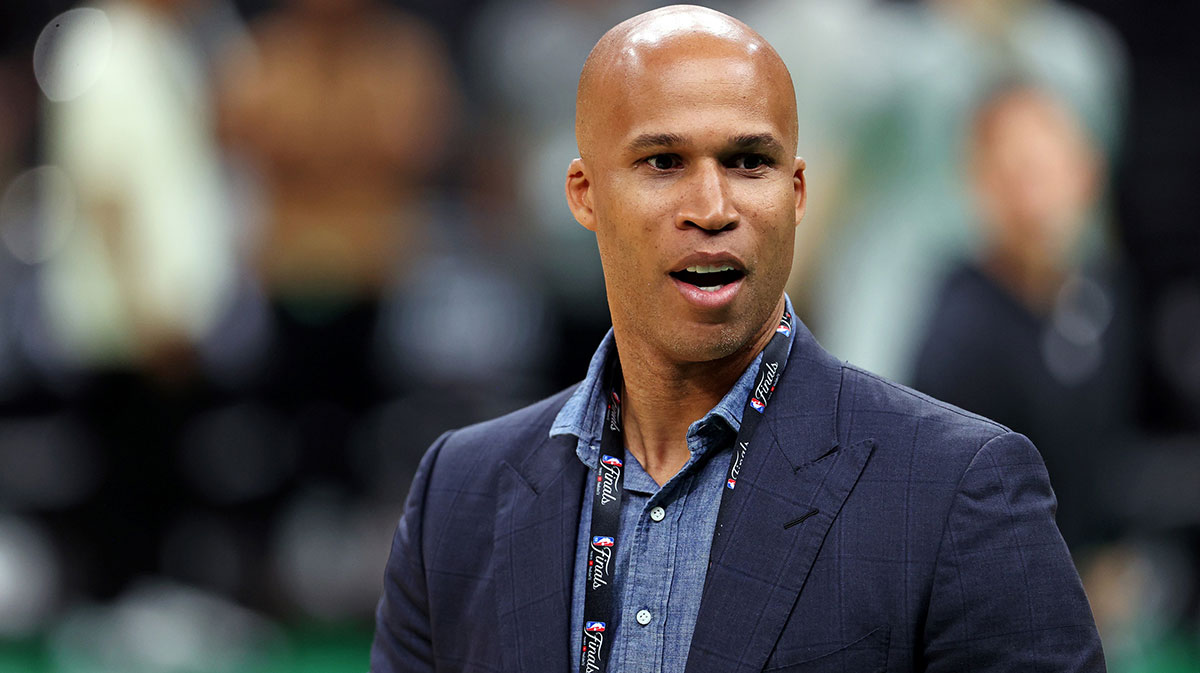 TV analyst and former player Richard Jefferson during the NBA Finals Media Day at TD Garden.