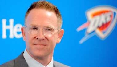 Thunder general manager Sam Presti speaks during an introductory press conference for the 2024 Thunder draft picks at Oklahoma Contemporary Arts Center in Oklahoma City on Saturday, June, 29, 2024.