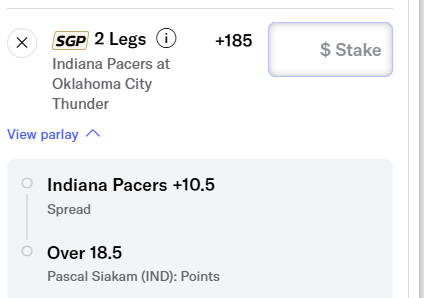NBA SGP Pacers Thunder Finals Game 1