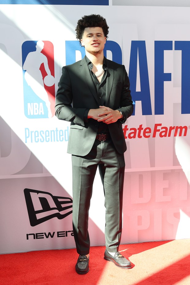 Florida All-American guard Walter Clayton Jr. poses on the red carpet prior to the first round of the 2025 NBA Draft Wednesday at Barclays Center in the Brooklyn borough of New York City. (Photo by Sarah Stier/Getty Images)