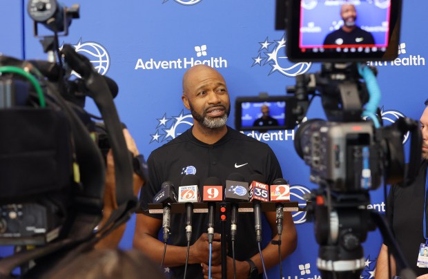 Orlando Magic head coach Jamahl Mosley is pictured during a...