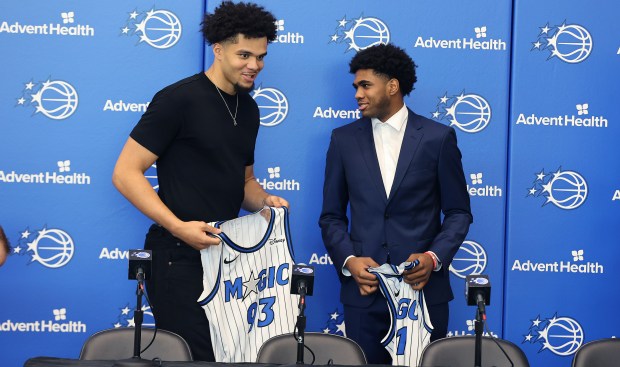 The Orlando Magic announce their newest draftees during a press...