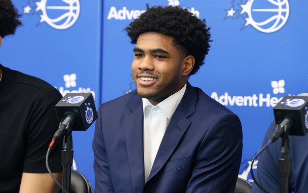 The Orlando Magic announce their newest draftees during a press...