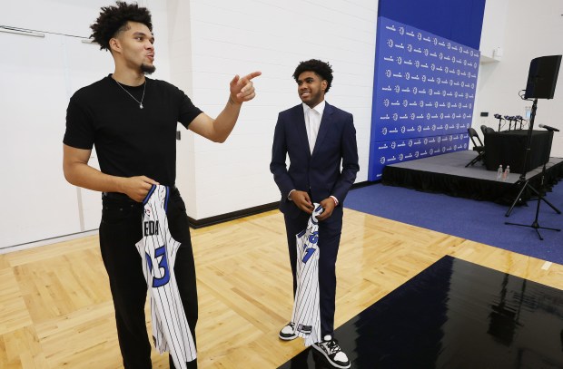 The Orlando Magic announce their newest draftees during a press...