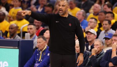 Houston Rockets head coach Ime Udoka on the sideline during the fourth quarter of game four of the 2025 NBA Playoffs first round against the Golden State Warriors at Chase Center.