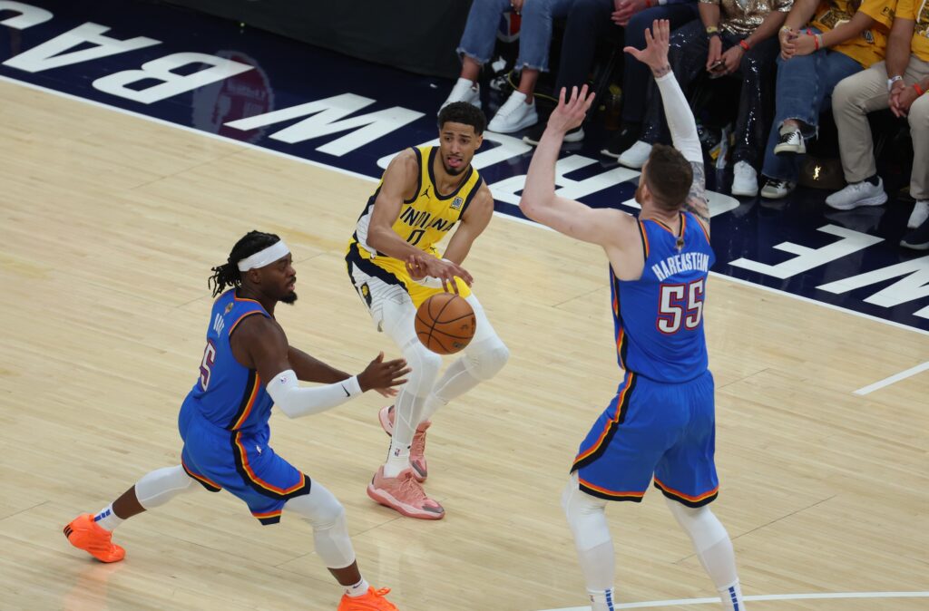 The thunder subdued Haliburton helped them reclaim home advantage at the Gainbridge Fieldhouse 