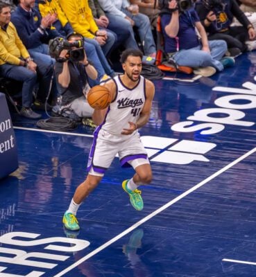 Sacramento Kings forward Trey Lyles, an Indiana native, during the NBA game on March 31, 2025 at Gainbridge Fieldhouse, in downtown Indianapolis, Indiana. (Photo/Walt Thomas)