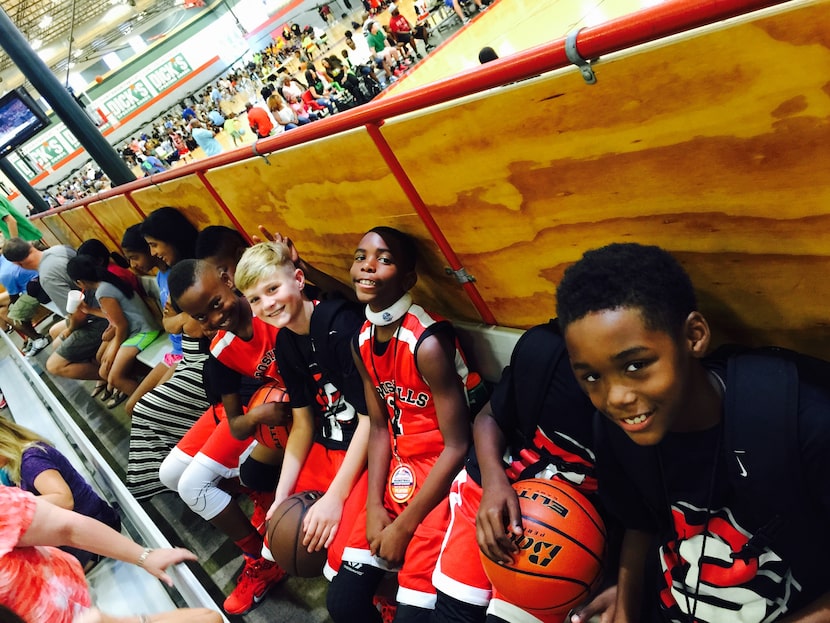 Tre Johnson (from left), Liam McNeeley, Tyran Mason and Jalen Shelley played on the same...