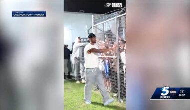 Fans greet Thunder at OKC Will Rogers International Airport after Game 4 win