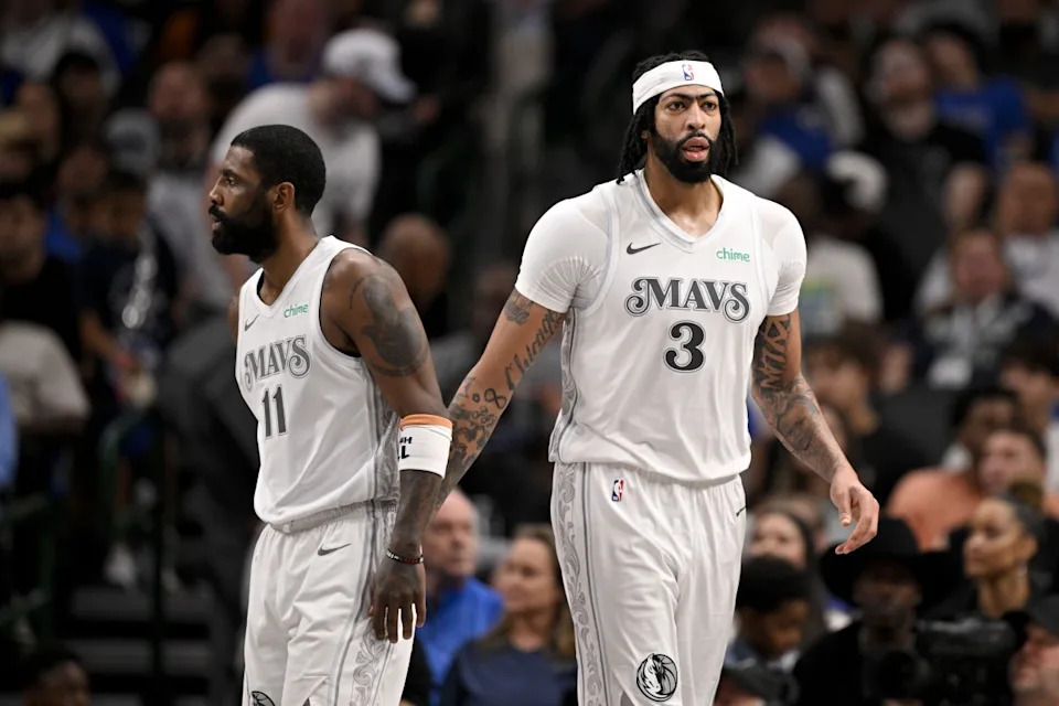 Dallas Mavericks stars Kyrie Irving and Anthony DavisCredit: Jerome Miron-Imagn Images