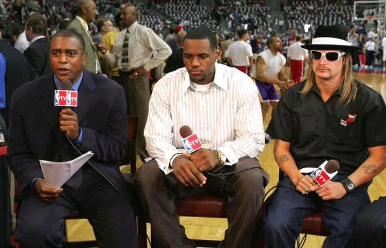 Rashad, left, took center stage with a young LeBron James and Kid Rock