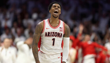 Arizona Wildcats guard Caleb Love is expected to sign a two-way contract with the Portland Trail Bl...