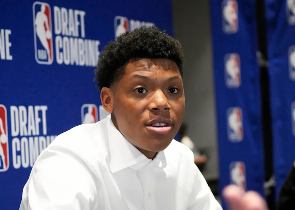 Ace Bailey on May 14 at the NBA Combine. © David Banks-Imagn Images