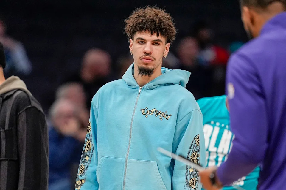 Charlotte Hornets guard LaMelo Ball (1).© Jim Dedmon-Imagn Images
