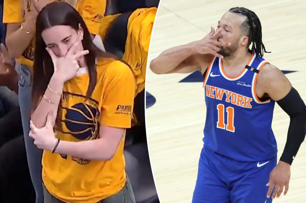 Caitlin Clark trolls Knicks' Jalen Brunson during Pacers' playoff win