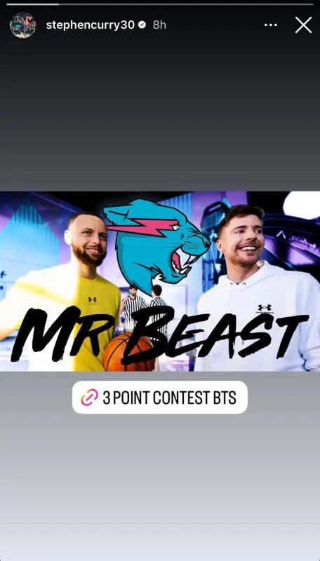 Golden State Warriors star Stephen Curry with YouTuber Mr. Beast.Stephen Curry&comma; Instagram