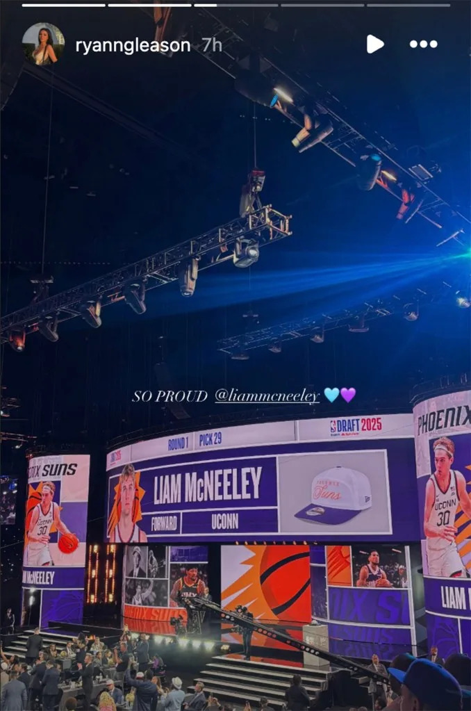 Liam McNeeley’s girlfriend posted a heartfelt message after he was selected in the first round of the 2025 NBA Draft. Instagram