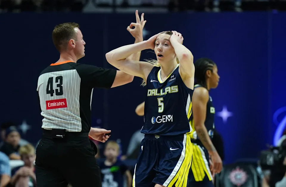 Dallas Wings guard Paige Bueckers (5) is joined by a former No. 1 college basketball recruit.David Butler II-Imagn Images