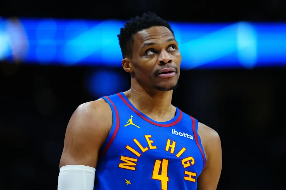 Denver Nuggets guard Russell Westbrook (4).© Ron Chenoy-Imagn Images