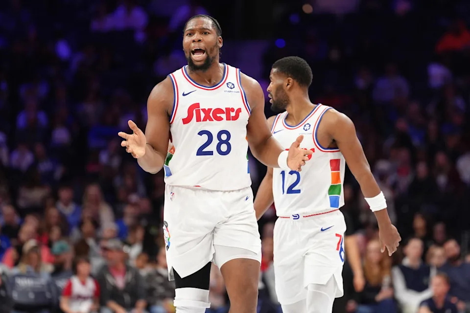 Philadelphia 76ers forward Guerschon Yabusele reacts against the Minnesota Timberwolves.Kyle Ross-Imagn Images
