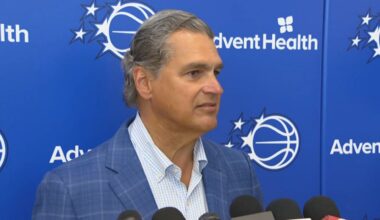Alex Martins meets with the media in Orlando on Wednesday to talk about his past and future roles with Magic and the leadership changes in the organization. (Spectrum News)