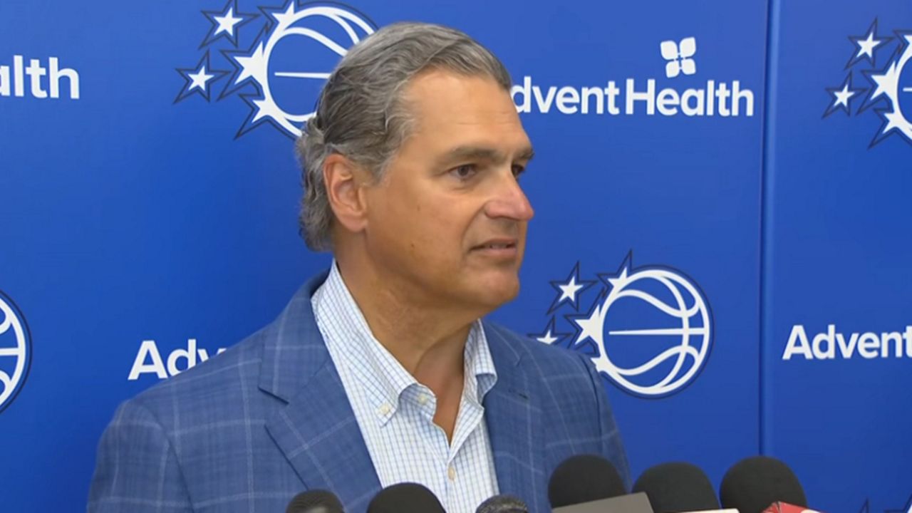 Alex Martins meets with the media in Orlando on Wednesday to talk about his past and future roles with Magic and the leadership changes in the organization. (Spectrum News)