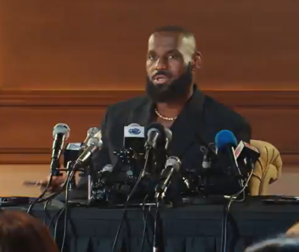 LeBron James at a press conference.