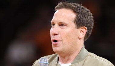 Phoenix Suns owner Mat Ishbia introduces the new Ring of Honor during the NBA game against the Utah...