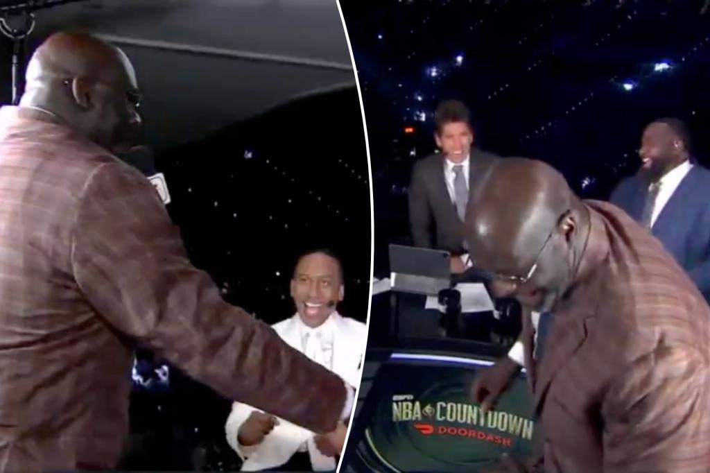 Shaq bombards ESPN's 'NBA Countdown' set before NBA Finals