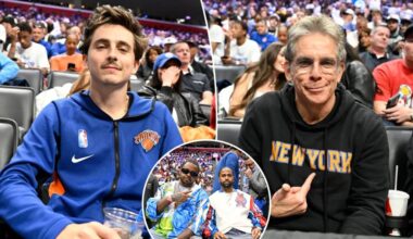 Knicks fans Ben Stiller, Timothee Chalamet trek to Detroit for Game 3