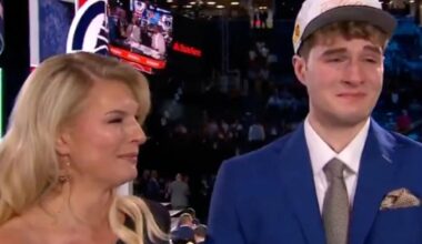 Liam McNeeley in tears with mom in emotional 2025 NBA Draft moment