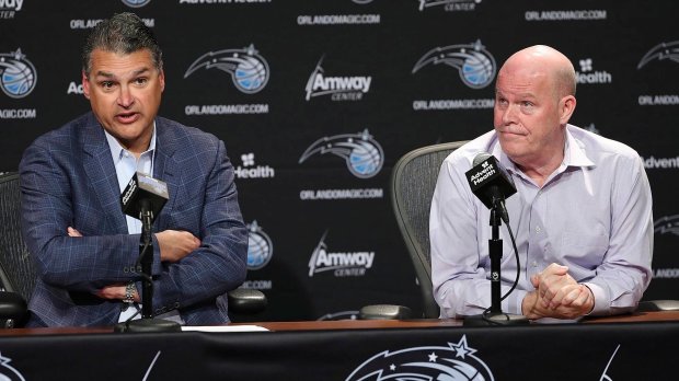 2020: Orlando Magic CEO Alex Martins, left, speaks as Magic...