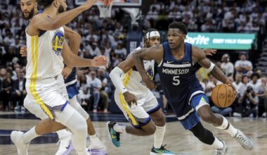 Timberwolves beat Curry-less Warriors 117-93 in Game 2 to even series