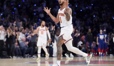Knicks use a 21-0 run in the 4th quarter to beat the Pistons 123-112 in Game 1